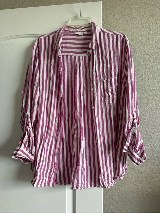 beachlunchlounge Tops - beachlunchlounge Purple and White Striped Tee